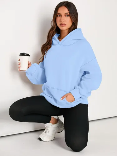 Miniatura 5 de EFAN - Sudadera con capucha para mujer - Sudadera de vellón sobredimensionada con mangas largas para otoño e invierno, ropa de moda inspirada