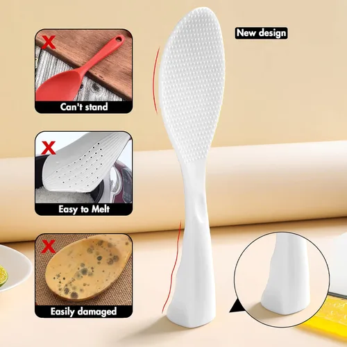 Miniatura 2 de FireKylin Cuchara de arroz de silicona con paleta antiadherente y resistente al calor, cuchara para olla arrocera, cuchara de servir para granos