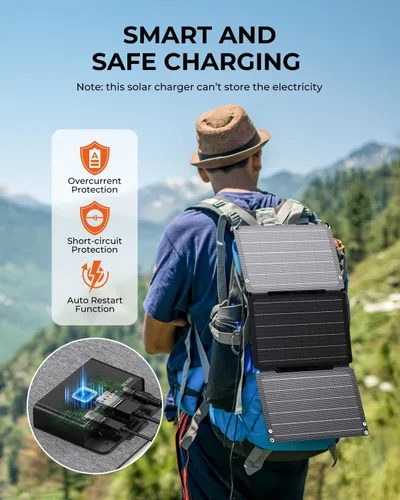 Miniatura 6 de Cargador de panel solar BigBlue de 30 W [Actualizado] con carga rápida USB-A y USB-C, puertos DC, SolarPowa 30 panel solar portátil, resistente al