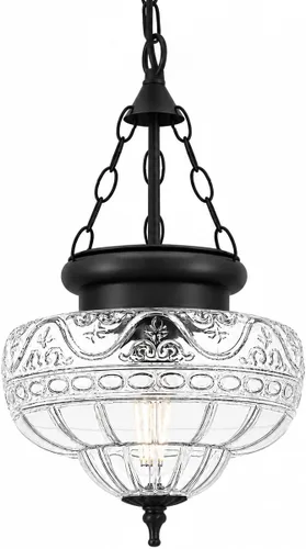 Lámpara colgante vintage, luces colgantes negras mate para isla de cocina con vidrio grueso único, accesorios de iluminación colgantes con cadena