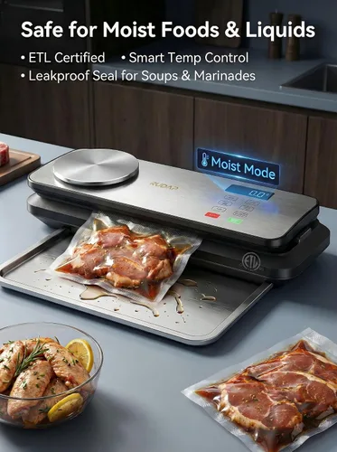 Miniatura 5 de Sellador al vacío para alimentos, potente máquina selladora al vacío de 90 kPA con báscula digital de cocina, sellador al vacío de alimentos 12 en 1
