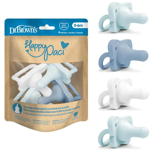 Miniatura 9 de Dr. Brown's HappyPaci - Chupete de bebé 100% de silicona, diseño contorneado de una pieza, negro/gris/blanco, 0.0-19.7 ft, sin BPA, paquete de 3