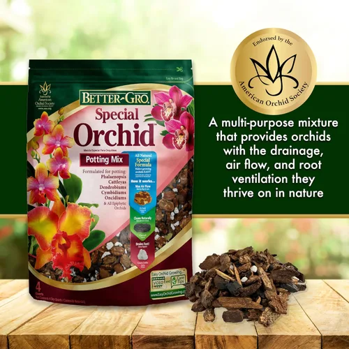 Miniatura 4 de Better-Gro Mezcla especial de orquídeas – Mezcla para macetas de corteza de orquídeas de primera calidad para macetas, trasplantes, drenaje
