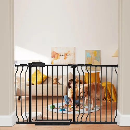 Miniatura 29 de HOOEN - Puerta de bebé extra ancha para escaleras, puertas, pasillos, puerta de tensión, puerta de bebé, caminar a través de puertas para niños