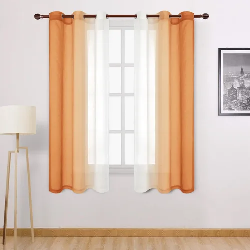Miniatura 95 de DWCN Cortinas Transparentes de Lino Sintético Negro Degradado Ombré - Cortinas Semi Transparentes de Gasa con Ojales en la Parte Superior