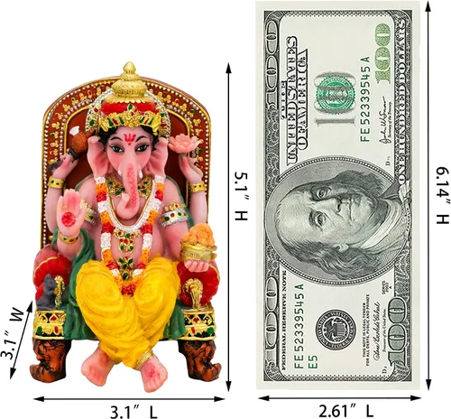 Miniatura 6 de alikiki Figura de estatua hindú de Dios Ganesha, ídolo indio sentado Lord Ganesh, estatua de India Murti, artículo de Ganpati, templo de oficina