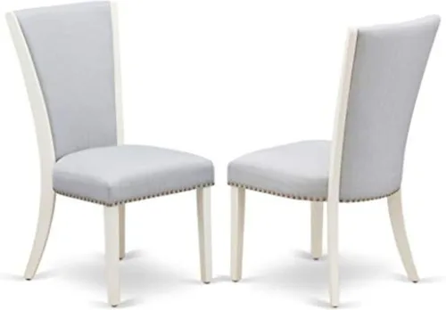 Miniatura 17 de East West Furniture VEP8T04 Verona Parsons - Juego de 2 sillas de comedor tapizadas de tela de lino marrón claro con ribete de clavo, color nogal