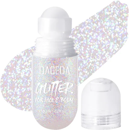 Miniatura 11 de DAGEDA Gel de purpurina corporal, purpurina facial enrollable para maquillaje de sirena, accesorios para festivales, rave, gel holográfico