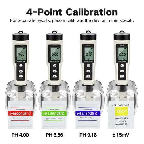 Miniatura 5 de ZuanXin - Medidor de pH digital 4 en 1 con PH/ORP/Temp/H2, pantalla de retroiluminación para agua potable, piscinas, jacuzzis y spas (blanco)