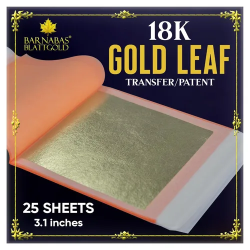 Miniatura 23 de Barnabas Blattgold Hoja de oro, oro real de 22 quilates [25 hojas, 3.1 pulgadas] - Patente de transferencia para pintura, artes y manualidades