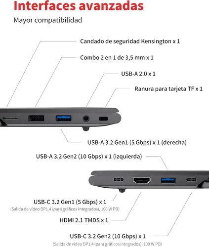 Miniatura 9 de Computadora portátil Ultrabook, Quad HD de 16 pulgadas, AMD Ryzen H 255 de 4.9 GHz, gráficos Radeon 780M, DDR5 5600 MHz RAM, SSD M.2 PCIe, ranura