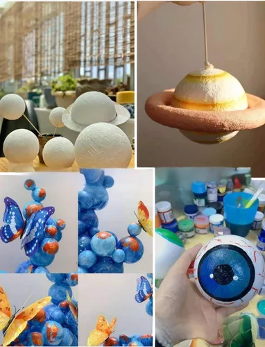 Miniatura 3 de Crafare Paquete de 2 bolas de espuma grandes de 8 pulgadas, color blanco, lisas, para bodas, vacaciones, Navidad, manualidades y proyectos