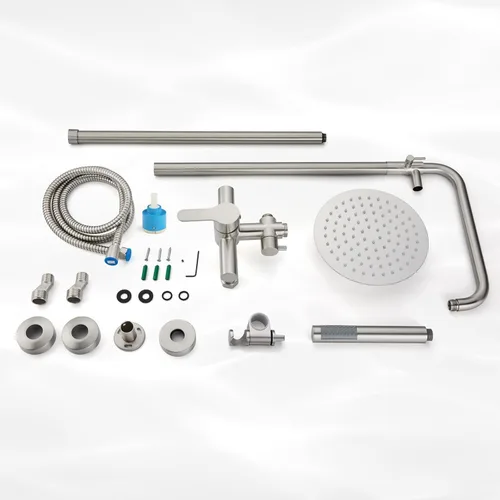 Miniatura 9 de gotonovo Accesorios para ducha al aire libre SUS304 Acero inoxidable Kit de ducha de lluvia de alta presión Montaje en pared 2 funciones duales
