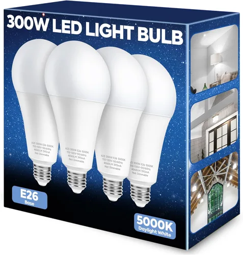Miniatura 11 de Bombilla LED equivalente a 300 W, bombilla LED A23 súper brillante de 4060 lúmenes, blanco cálido 3000 K, ahorro de energía de 33 W, base media E26