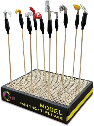 OPHIR Soporte de base de clip de color modelo con 10 clips para colorear para aerógrafo Hobby Craft DIY pintura