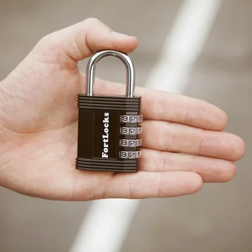 Miniatura 7 de FortLocks Candado – Cerradura de combinación de 4 dígitos para gimnasio al aire libre y escuela, valla, funda y cobertizo – Juego de reinicio