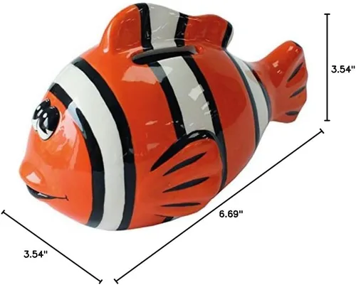 Miniatura 2 de Crockery Critters - Banco de dinero de pez payaso de Deluxebase. Hucha de cerámica de pez payaso. Bonita caja de ahorro de criaturas oceánicas