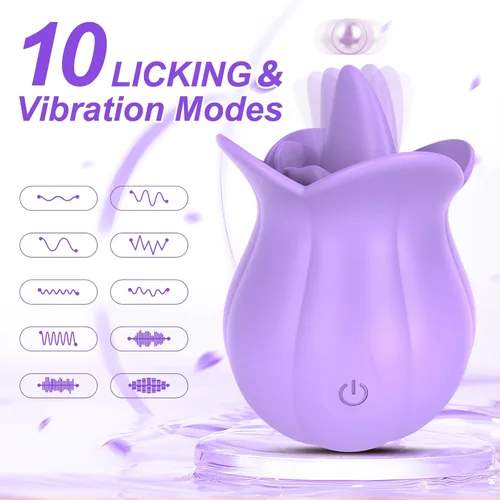 Miniatura 2 de Vibrador de lengua, juguete sexual de rosa para mujeres, clítoris y lamedor de pezón, estimulador de clítoris con 10 lamiendo la lengua y vibración