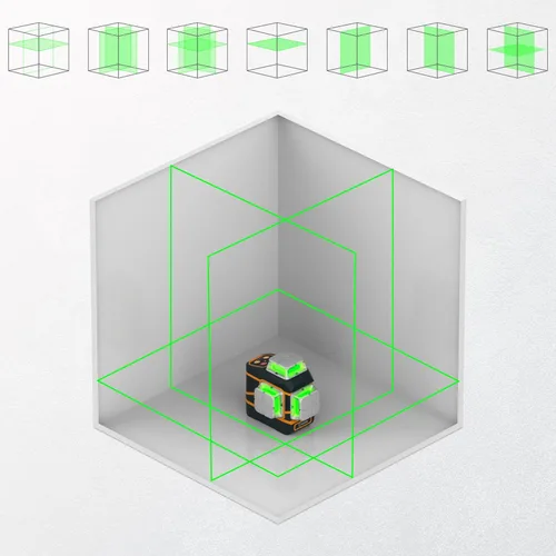 Miniatura 8 de CIGMAN Nivel láser CM-801 Nivel láser autonivelante 3 x 360 ° 3D Línea cruzada verde para decoración y colgar cuadros con dos baterías recargables