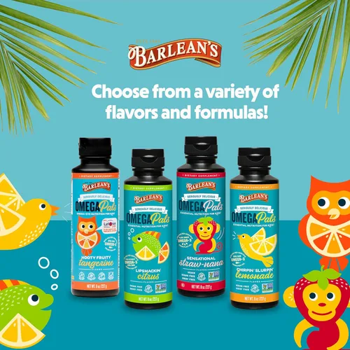 Miniatura 7 de Barlean's Omega Pals Sensational Straw-Nana saborizado Omega-3 para niños, delicioso suplemento de aceite de pescado líquido para niños con 1,483 mg