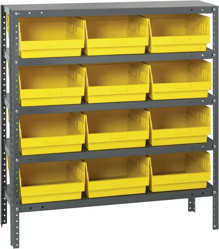 Miniatura 173 de Quantum QSBU-245BK Heavy Duty Shelving Unit with (7) Shelves and (24) QUS245 Black Bins for Garage Warehouse Storage Distribution 400 lb Load