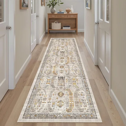 Miniatura 521 de Madane Tapete lavable de 2 x 10 pies para pasillo, cocina, recibidor, clásico, suave, antideslizante para interiores, casa de campo, baño, sala