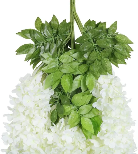 Miniatura 5 de U'Artlines - Juego de 36 piezas (total 139 pies) de enredaderas artificiales de glicinas y ratán, guirnaldas colgantes de flores de seda para Blanco