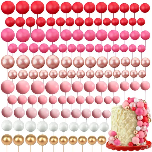 Miniatura 7 de Maitys 216 piezas de bolas para decoración de tartas, mini globos de espuma en forma de bola, para decoración de pastel para baby shower, fiesta