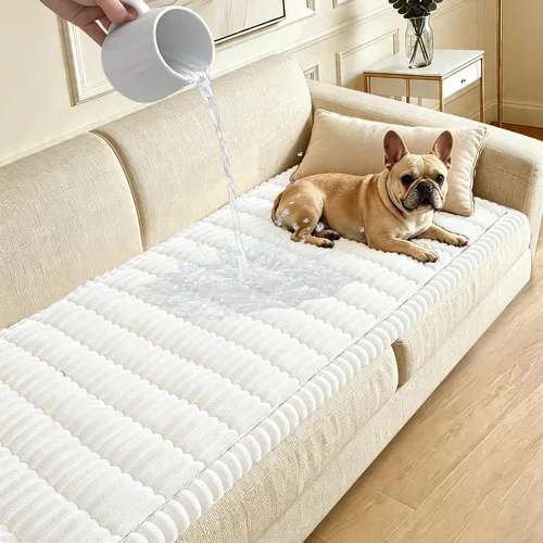Miniatura 17 de Funda para sofá para perros lavable, fundas para sofá de 3 cojines no deslizantes, duraderas y peludas, funda para sofá apta para mascotas