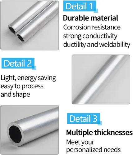 Miniatura 4 de Feelers Tubo de aluminio 6061 de 0.984 in de diámetro exterior x 0.748 in de diámetro interno – Paquete de 2 tubos redondos rectos de 7.874 in