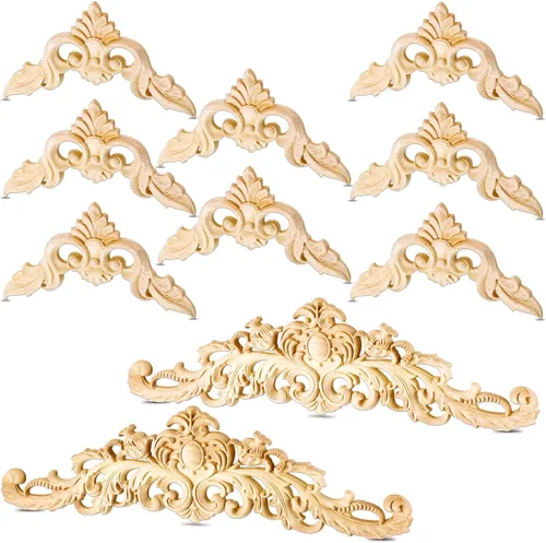 Miniatura 8 de Onlays y apliques decorativos de madera para muebles - Apliques de moldura tallada DIY para cama, puerta, gabinete, armario - 15.7 x 4.3 pulgadas