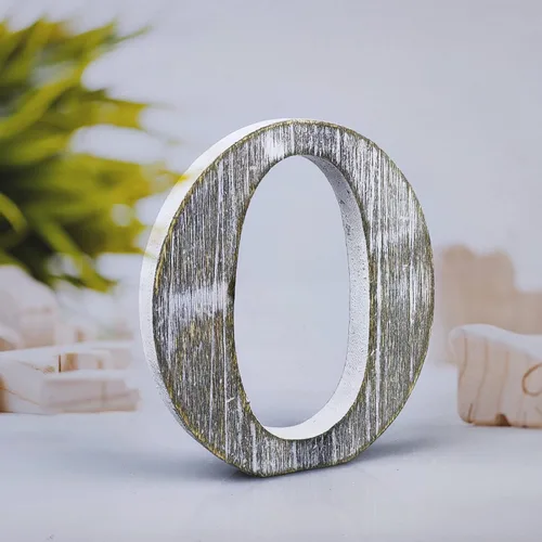 Miniatura 31 de Letras de madera rústica sin terminar de 4 pulgadas para decoración de pared, letras decorativas de pie en rodajas, decoración de tablero