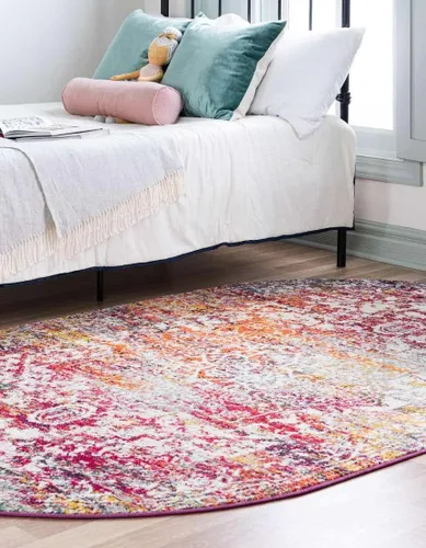 Miniatura 4 de Unique Loom Richmond Collection - Alfombra de área con medallón (7 pies 1 pulgada x 10 pies, ovalada, multicolor y negro)