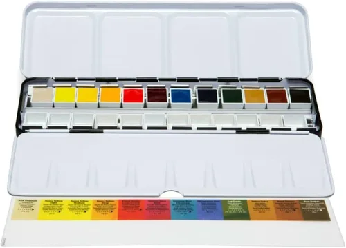 Miniatura 10 de DANIEL SMITH Acuarela vertida a mano, medias sartenes, juego de mezcla definitivo con 15 medias sartenes de acuarela, 15 medias bandejas vacías, 2