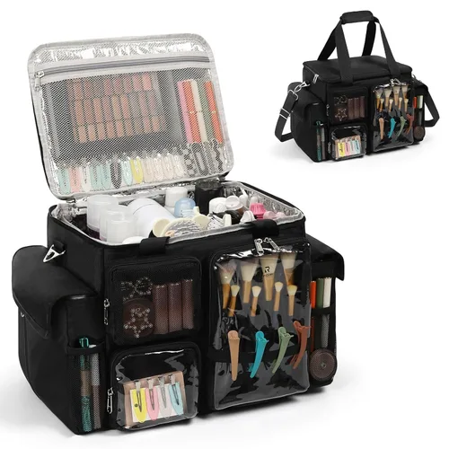 Miniatura 10 de Bolsa de viaje para estilista, bolsa de viaje extra grande para herramientas para el cabello, organizador de herramientas para el cabello