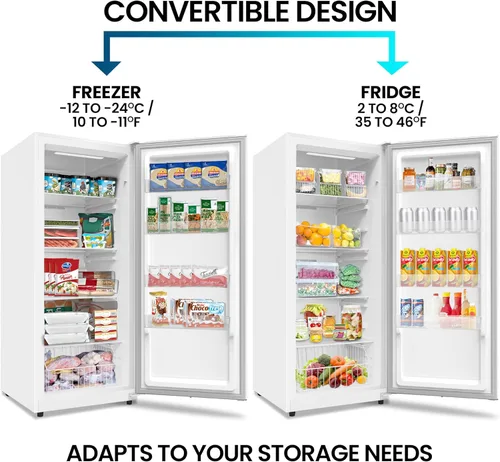 Miniatura 4 de Congelador vertical Kenmore - Refrigerador/congelador convertible, 4 estantes, listo para garaje, almacenamiento de carne, descongelación