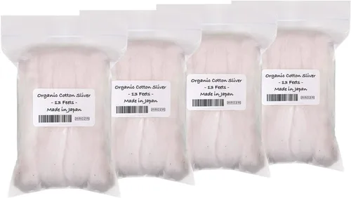 Plata japonesa de algodón orgánico de 13 pies, 100% orgánico sin blanquear [fabricado en Japón] (4 paquetes)