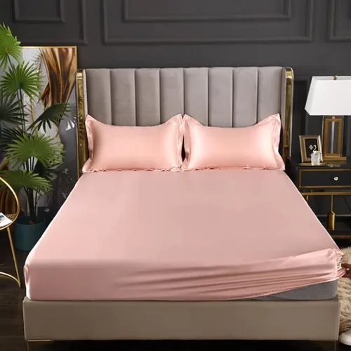 Miniatura 4 de Juego de sábanas de satén, color rosa claro, sábana bajera de satén similar a la seda, ultra suave, juego de ropa de cama de lujo para niños