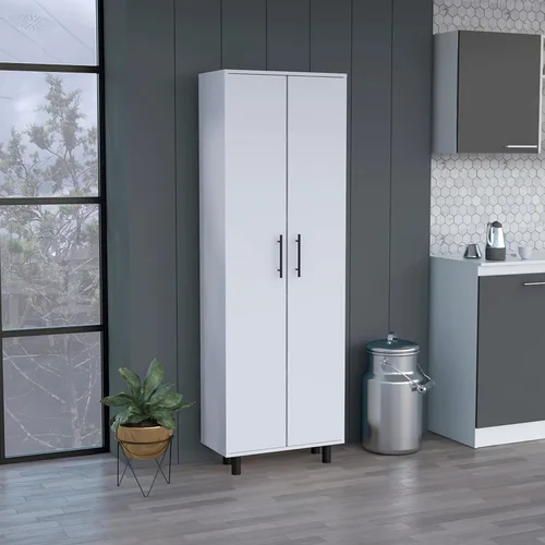 DEPOT E-SHOP Gabinete Multistorage 71" H, 5 Estantes Internos, 2 Puertas, Blanco
