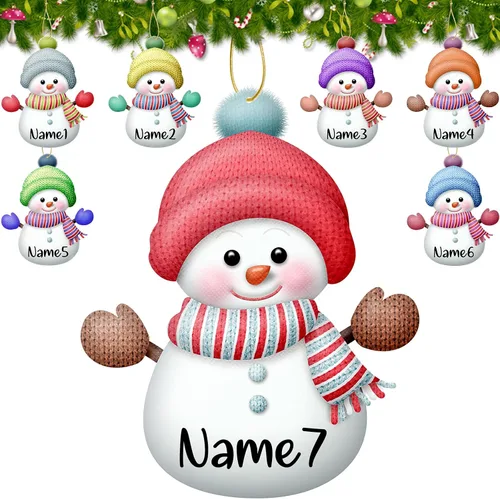 Miniatura 11 de 7 adornos de Navidad personalizados con nombre personalizado muñeco de nieve para árbol de Navidad, decoraciones colgantes regalos personalizados