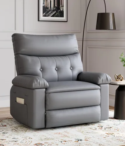 GarveeHome Silla reclinable extra grande - Silla reclinable manual de piel sintética PU para adultos, silla perezosa con brazo y respaldo de esponja