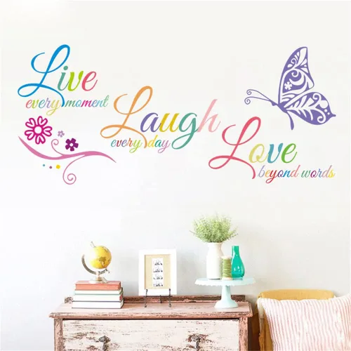 Miniatura 7 de Calcomanías motivacionales para pared Live Love Laugh, calcomanías inspiradoras para la familia, decoración con frases, murales de vinilo