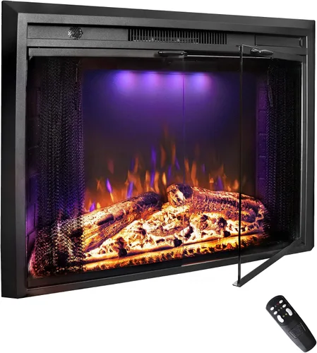 Miniatura 12 de Chimenea eléctrica de inserción, chimenea empotrada de 36 pulgadas con llama ajustable y luces de color en la parte superior, sonido de crepitación