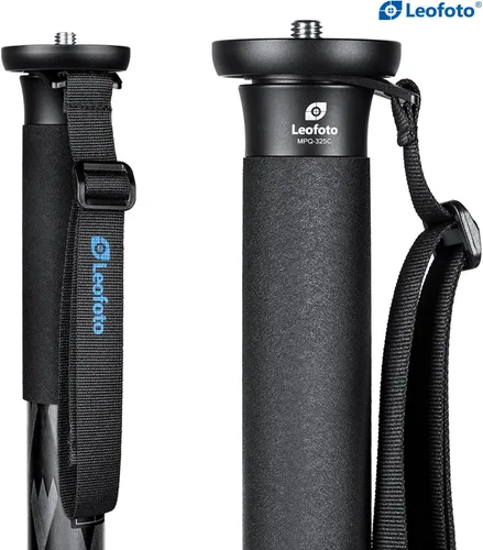 Miniatura 5 de Leofoto MPQ-325C Monopod, fibra de carbono premium, resistente al agua, sección de 5 patas, perno de montaje convertible, correa de muñeca (azul)