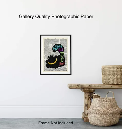 Miniatura 8 de Decoración de pared de gato Cheshire – Arte de pared de gato – Regalo único para los fanáticos de Alicia Wonderland – Póster de fotos de diccionario