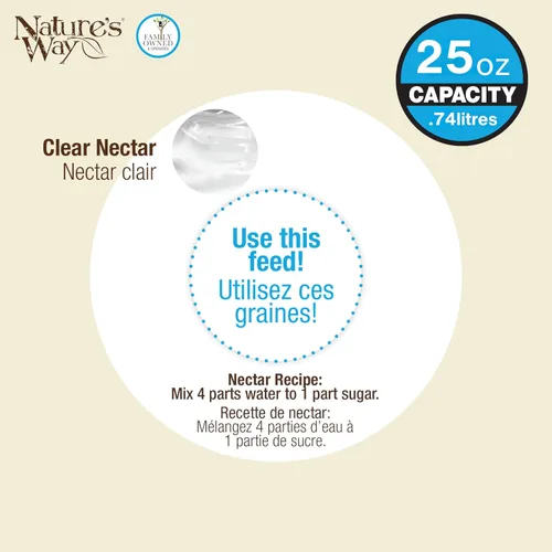 Miniatura 6 de Nature's Way Comedero colgante de vidrio para colibríes para decoración al aire libre, alimentador de néctar de capacidad de 25 onzas, 5 puertos