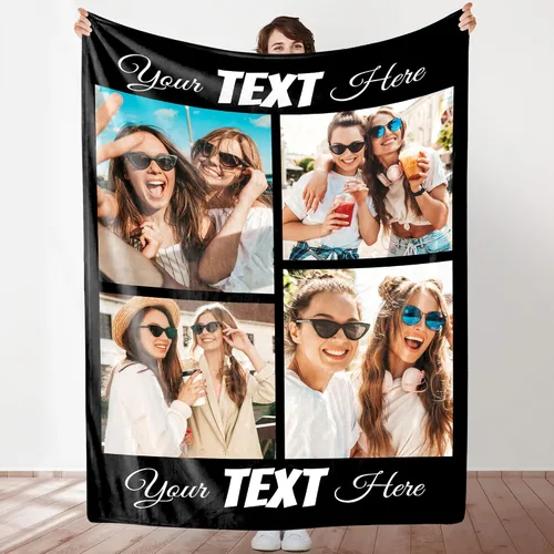 Miniatura 14 de YESCUSTOM Manta personalizada con texto fotográfico, manta personalizada con mis propias imágenes para Navidad, familia, mamá, papá, perro