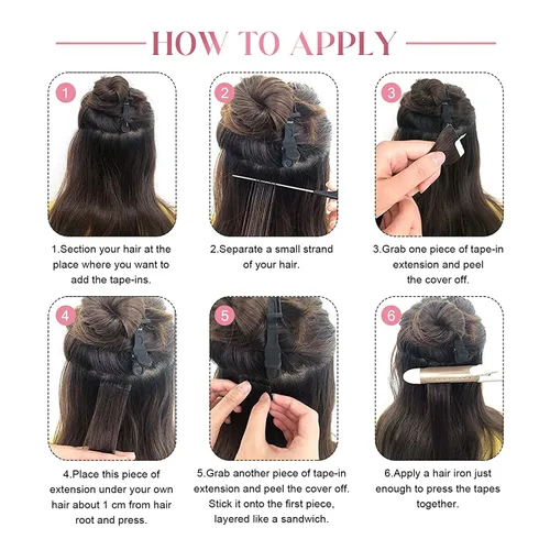 Miniatura 8 de Sixstarhair Extensiones de cabello humano con cinta adhesiva, balayage, color negro a plateado con cinta negra, 20 unidades, 1.76 onzas, extensiones