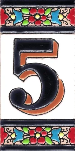 Miniatura 29 de Número de Casa - Número para Casa, Cerámica Esmaltada, Técnica Española Pintada a Mano Cuerda Seca, Nombres y Direcciones, Modelo Flor 2.2 x 4.1 in 8