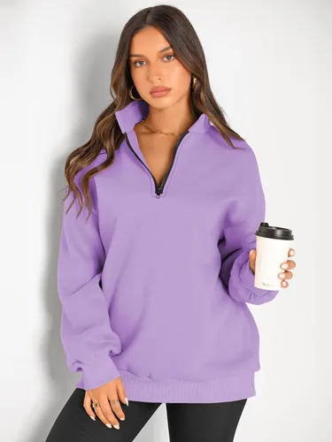 Miniatura 2 de Trendy Queen Womens Oversized Sweatshirts Hoodies Half Zip Pullover Fall Fashion Outfits 2024 Y2k Clothes